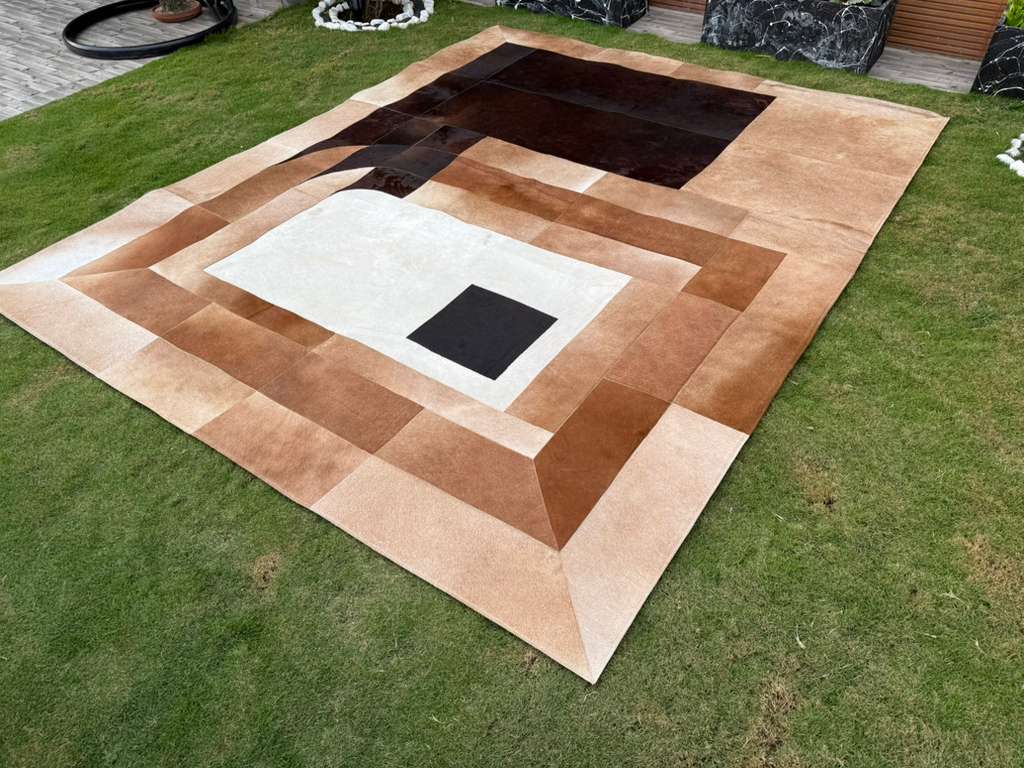 Contemporary Cowhide Patchwork Rug – Modern Statement