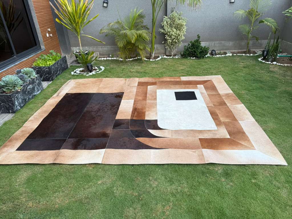 Contemporary Cowhide Patchwork Rug – Modern Statement