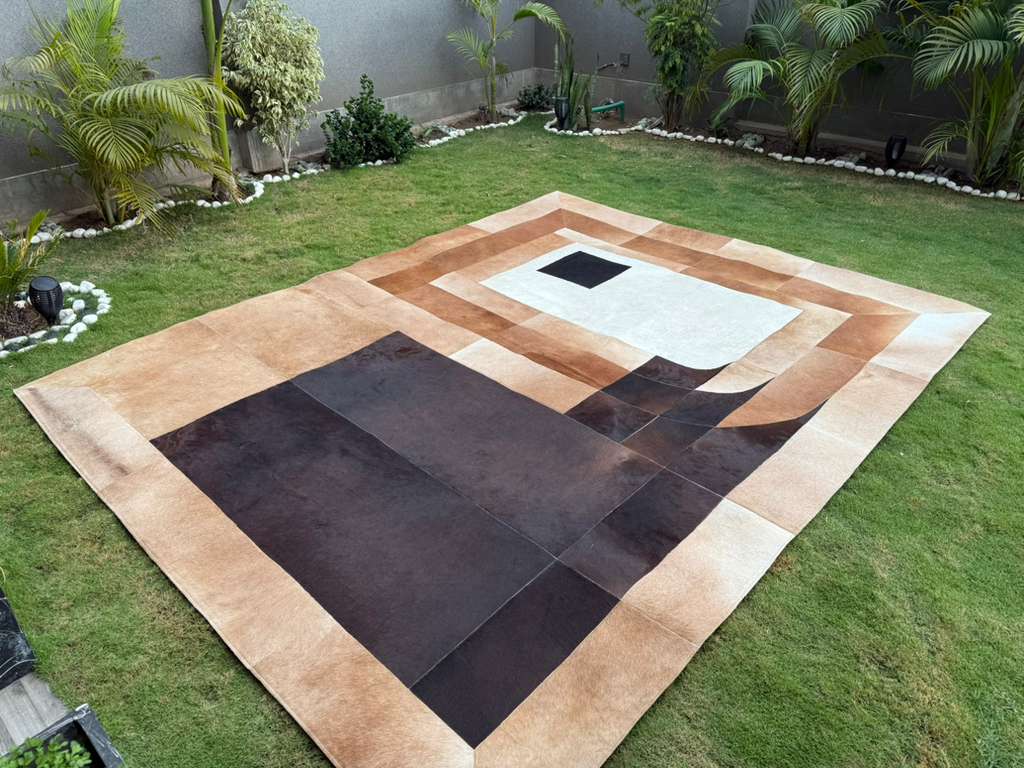 Contemporary Cowhide Patchwork Rug – Modern Statement