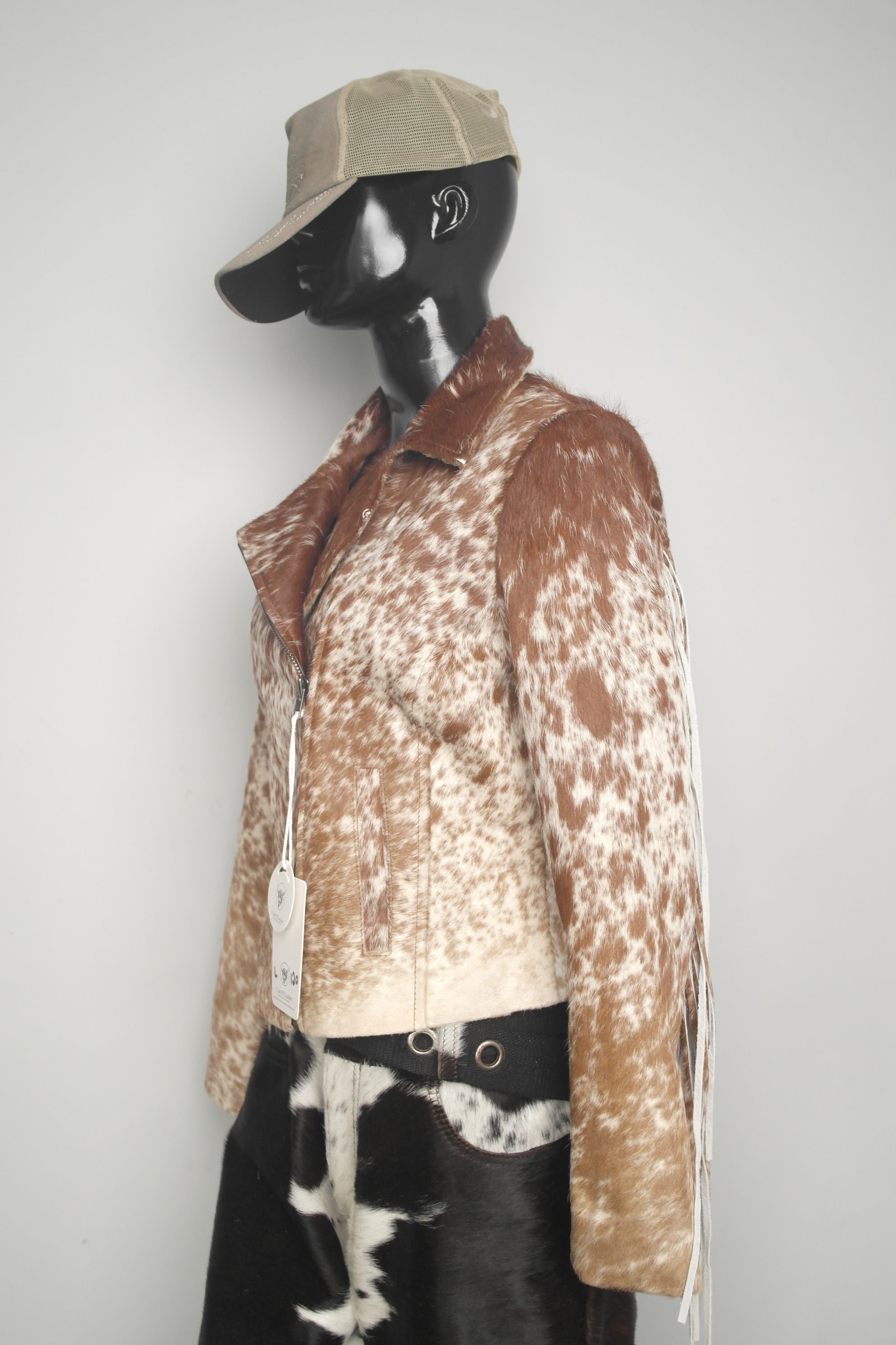 Fringe Cowhide Leather Jacket - Women