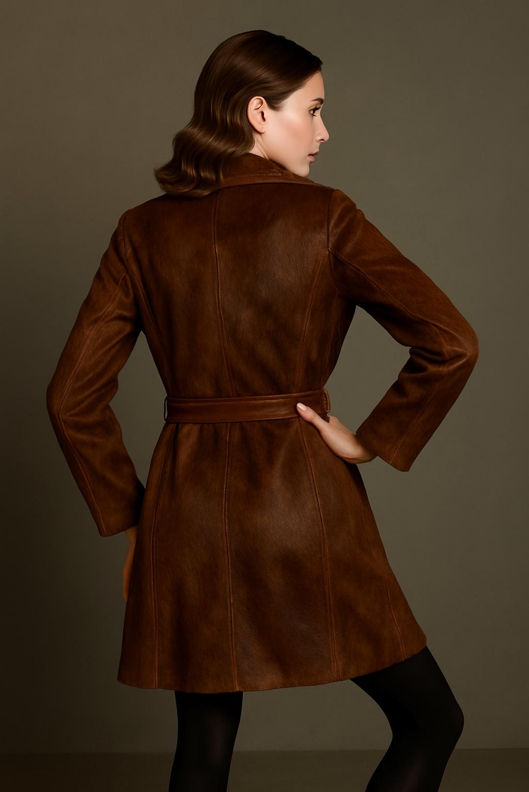 Leather Cowhide Trench Coat