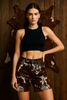 Brown Cowhide Women Shorts