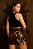 Brown Cowhide Women Shorts