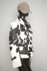 Black and white cowhide leather jacket