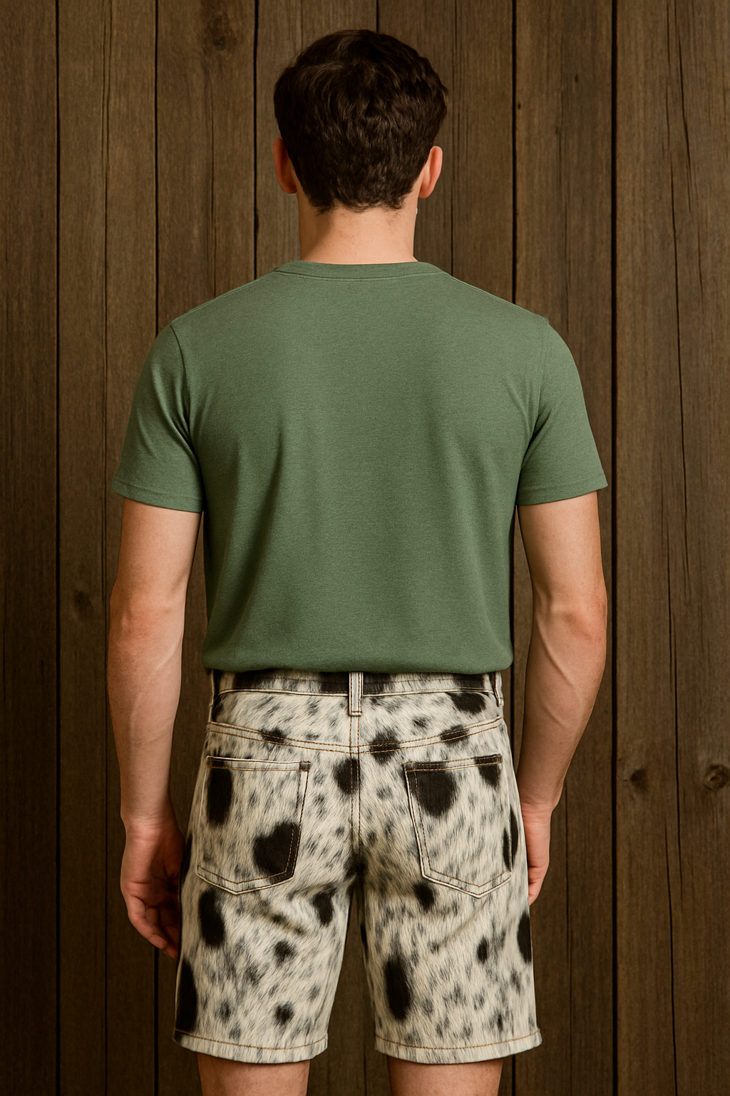 Cowhide shorts Men Black