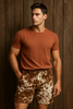 Cowhide shorts Men Brown