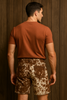 Cowhide shorts Men Brown