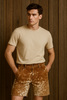Cowhide shorts Men Tan