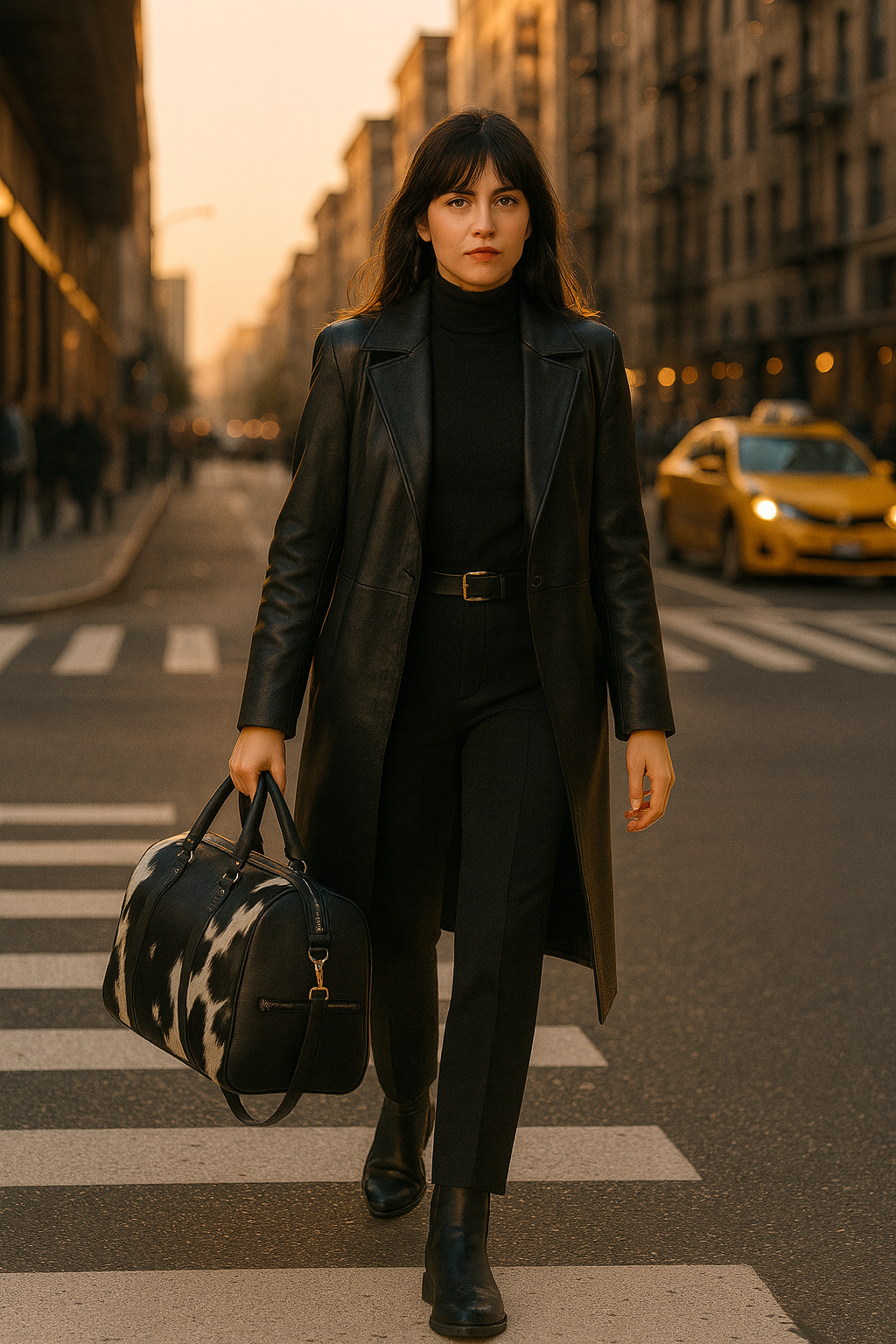 Cowhide Leather Duffle Bag – Luxe Travel Weekender