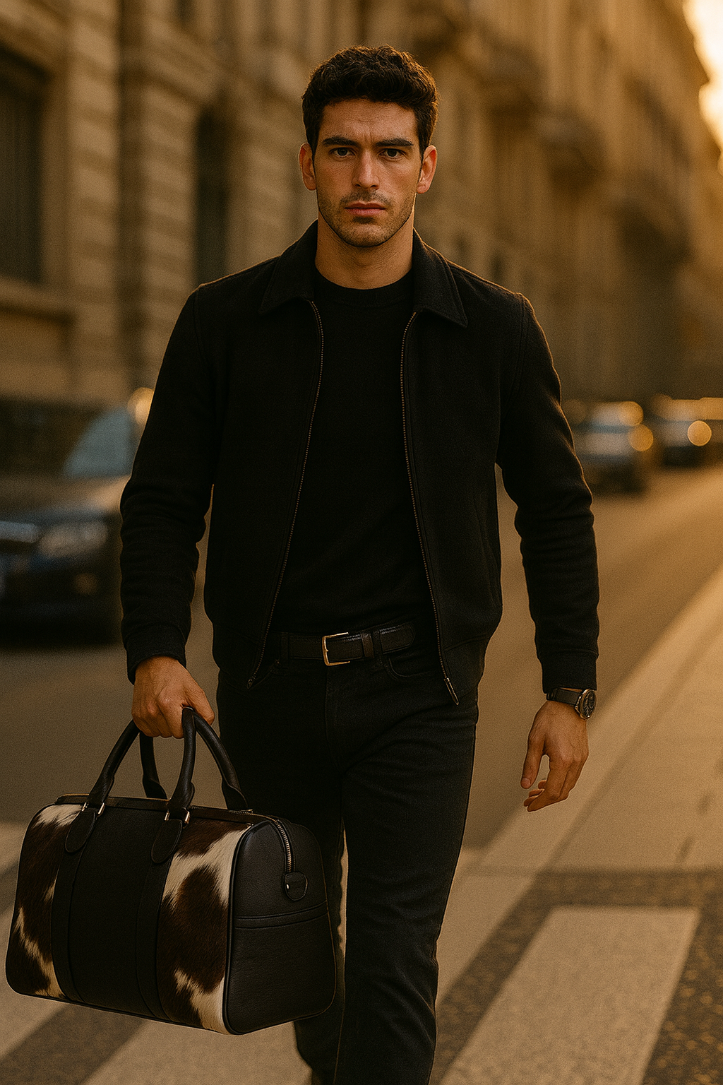 Cowhide Leather Duffle Bag – Luxe Travel Weekender