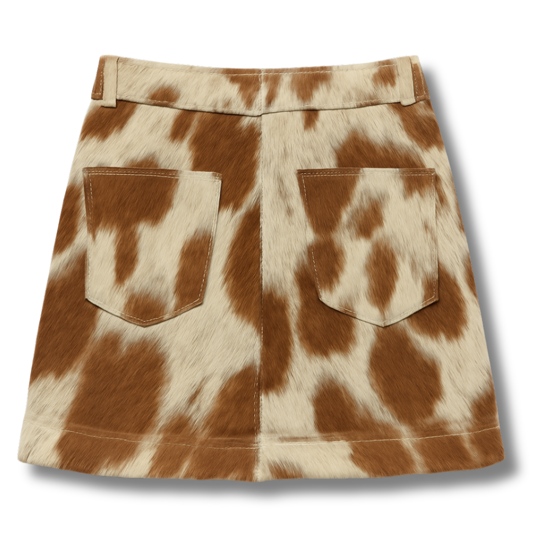 Signature Cowhide Short Skirt – Handmade Statement Piece