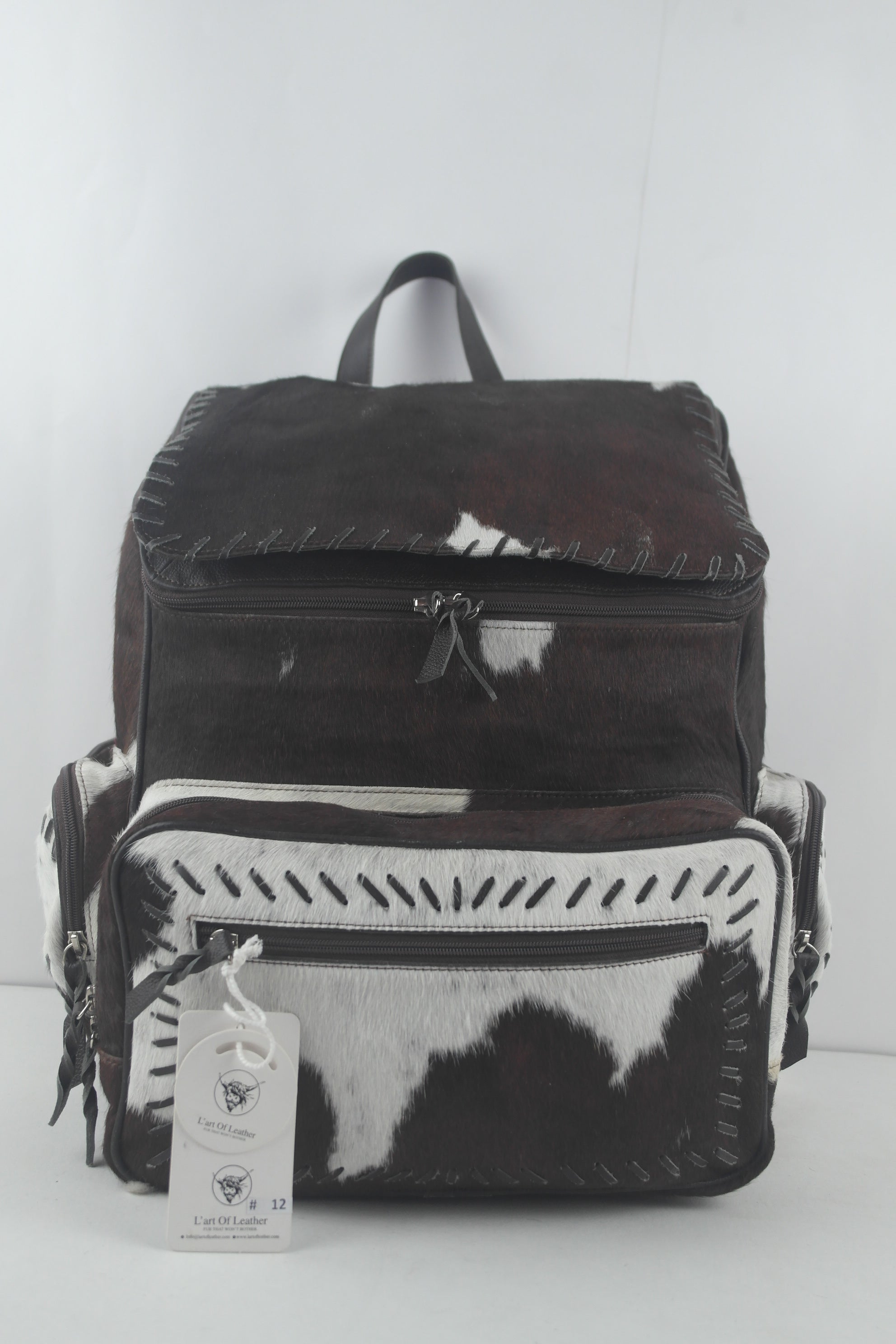 Genuine Leather Cowhide Hair on Backpack