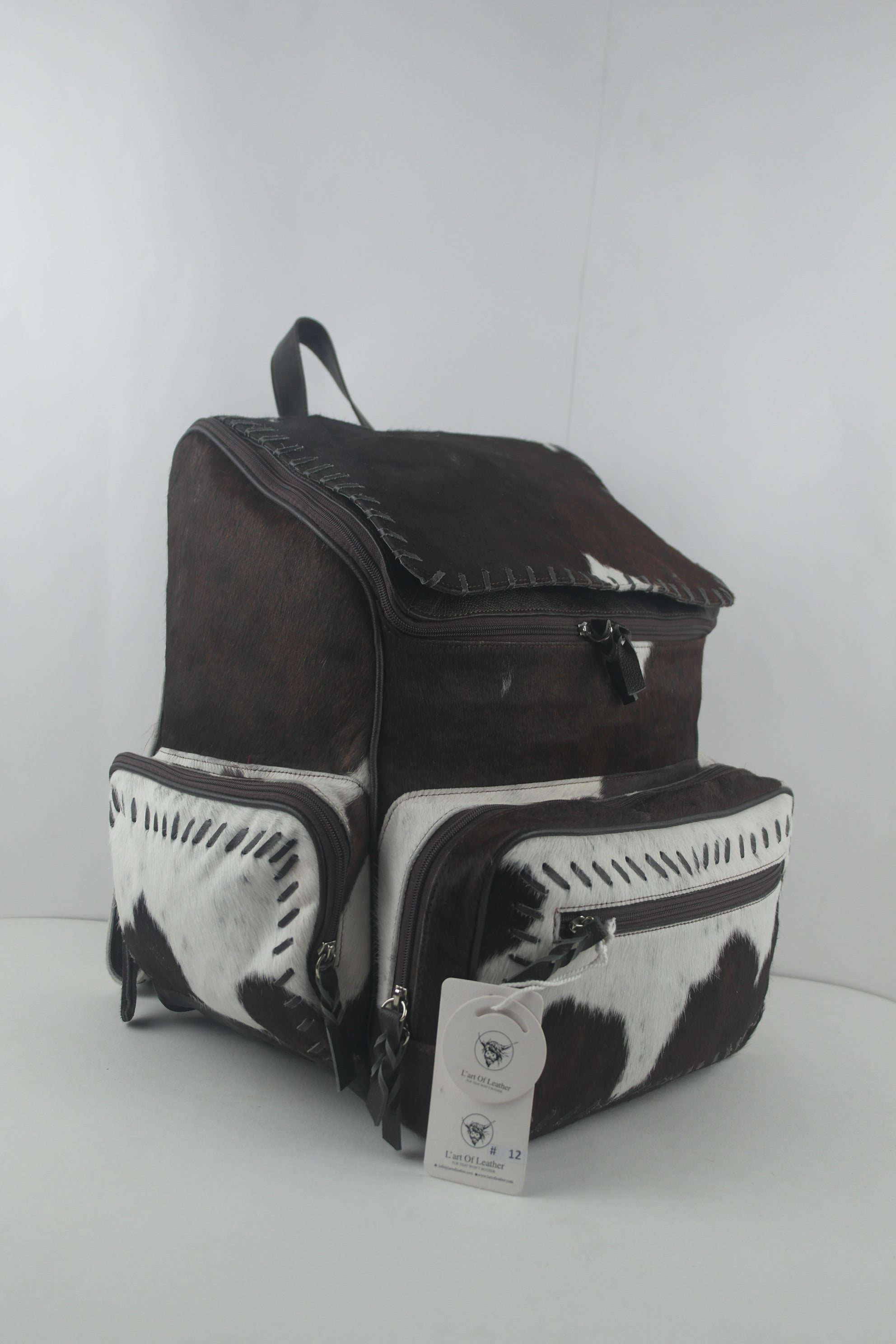 Genuine Leather Cowhide Hair on Backpack