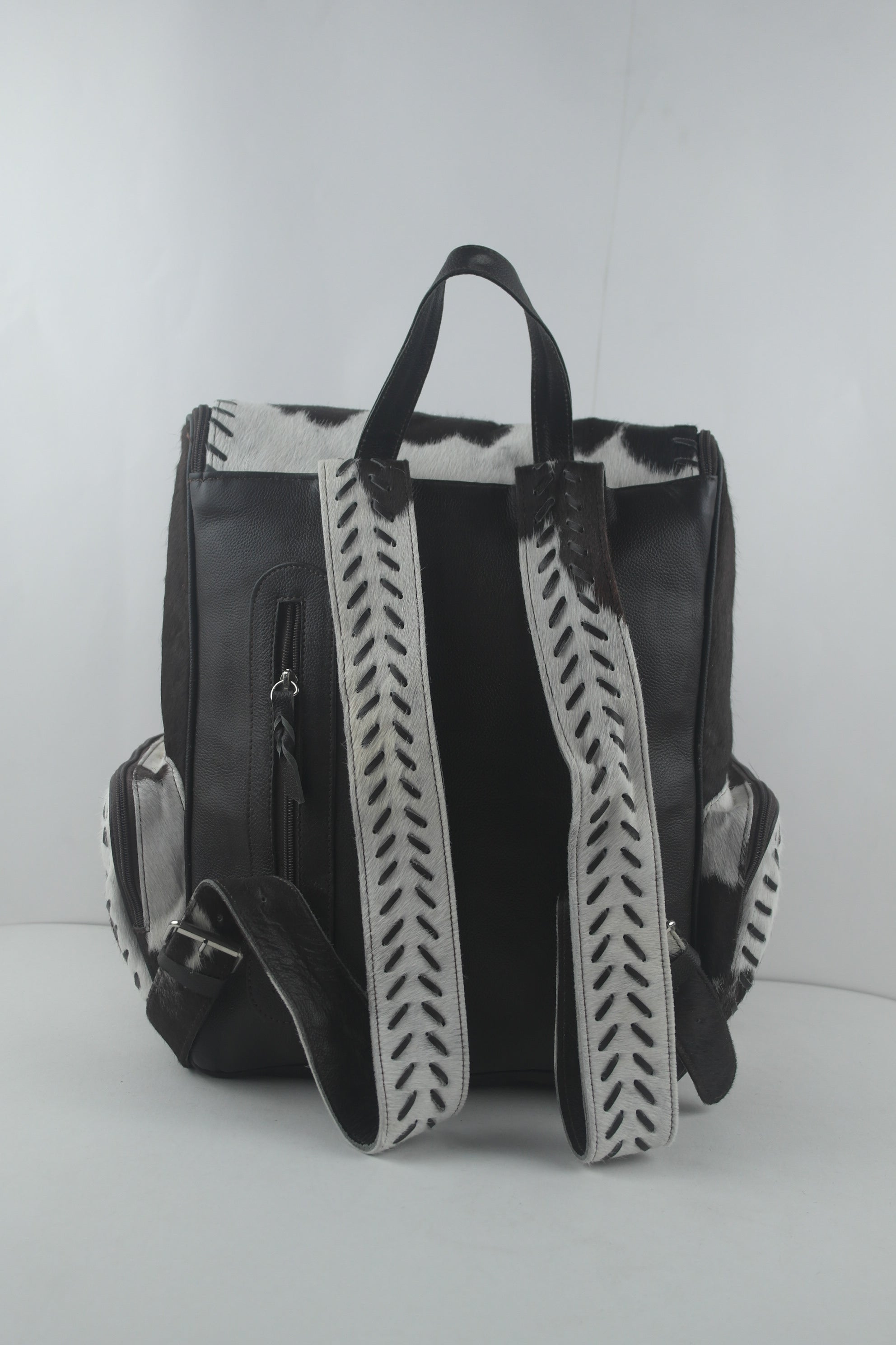 Genuine Leather Cowhide Hair on Backpack
