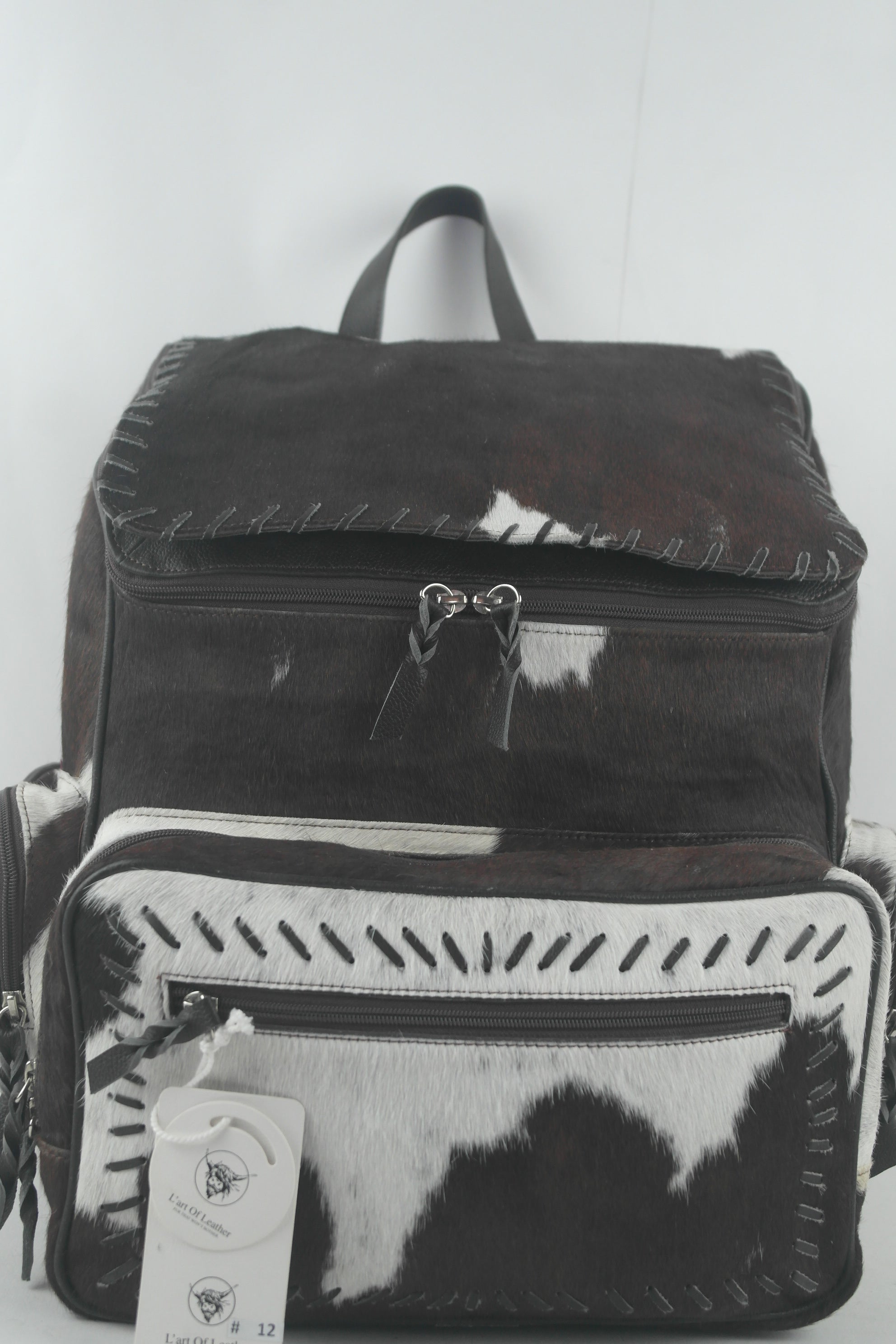 Genuine Leather Cowhide Hair on Backpack