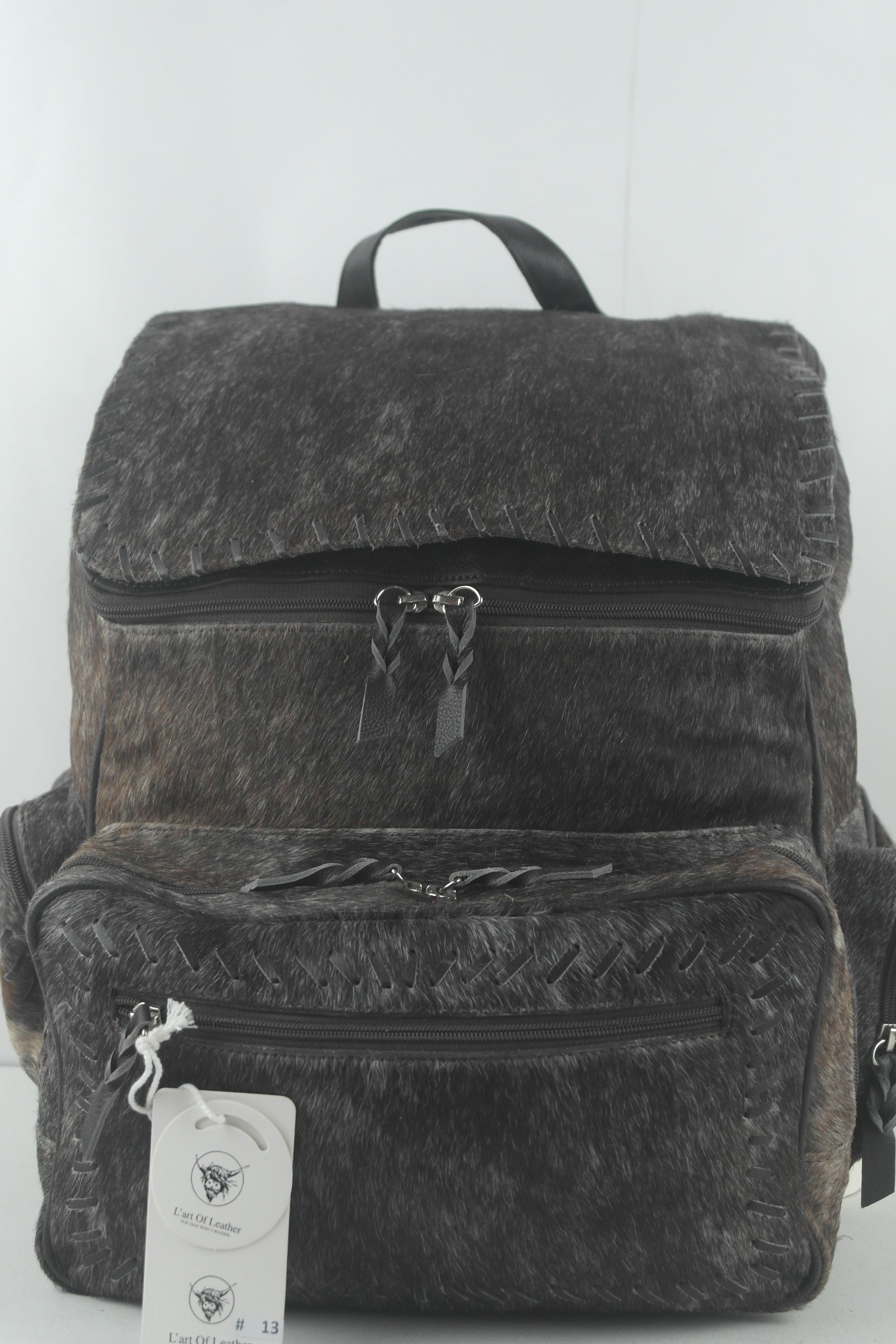 Genuine Leather Cowhide Hair on Backpack