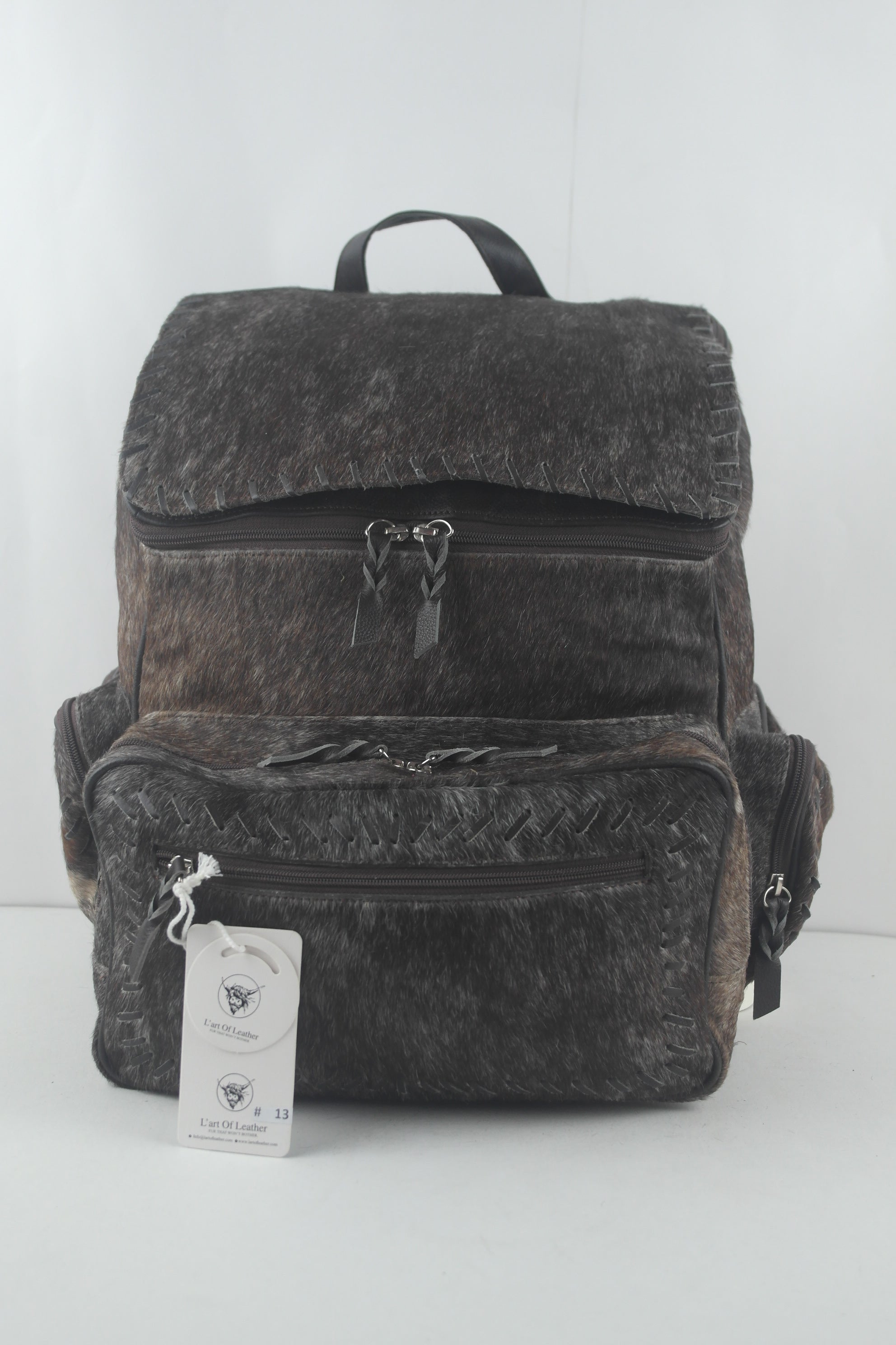Genuine Leather Cowhide Hair on Backpack