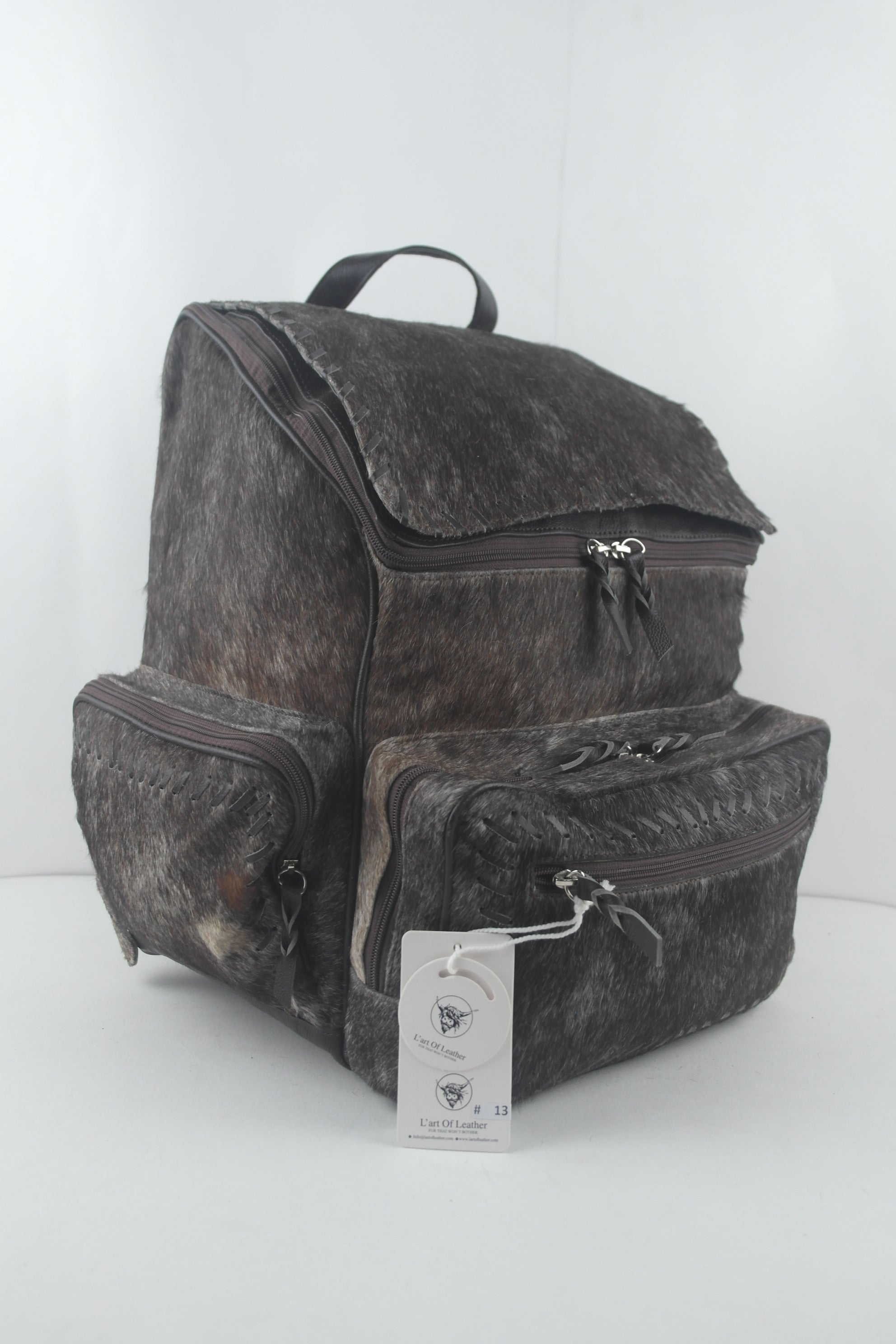 Genuine Leather Cowhide Hair on Backpack