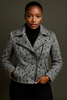Slim-fit women cowhide biker jacket