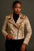 Slim-fit women cowhide biker jacket
