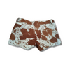 Salt and Pepper cowhide shorts-high waisted - tan.