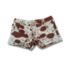 Salt and Pepper cowhide shorts-high waisted - tan.