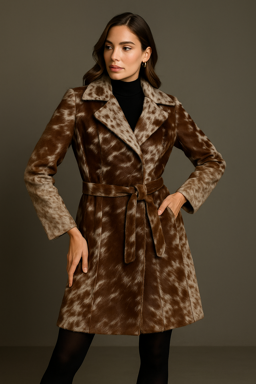Cowhide Leather Trench Coat – Timeless Western Elegance