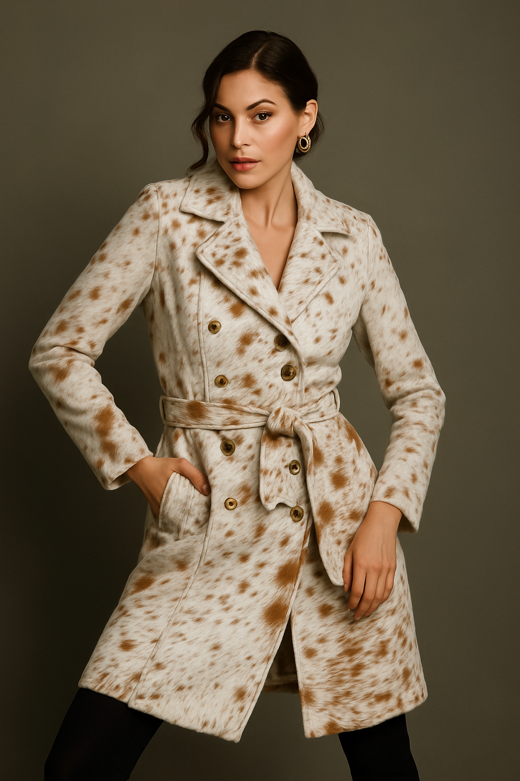 Cowhide Leather Trench Coat – Timeless Western Elegance