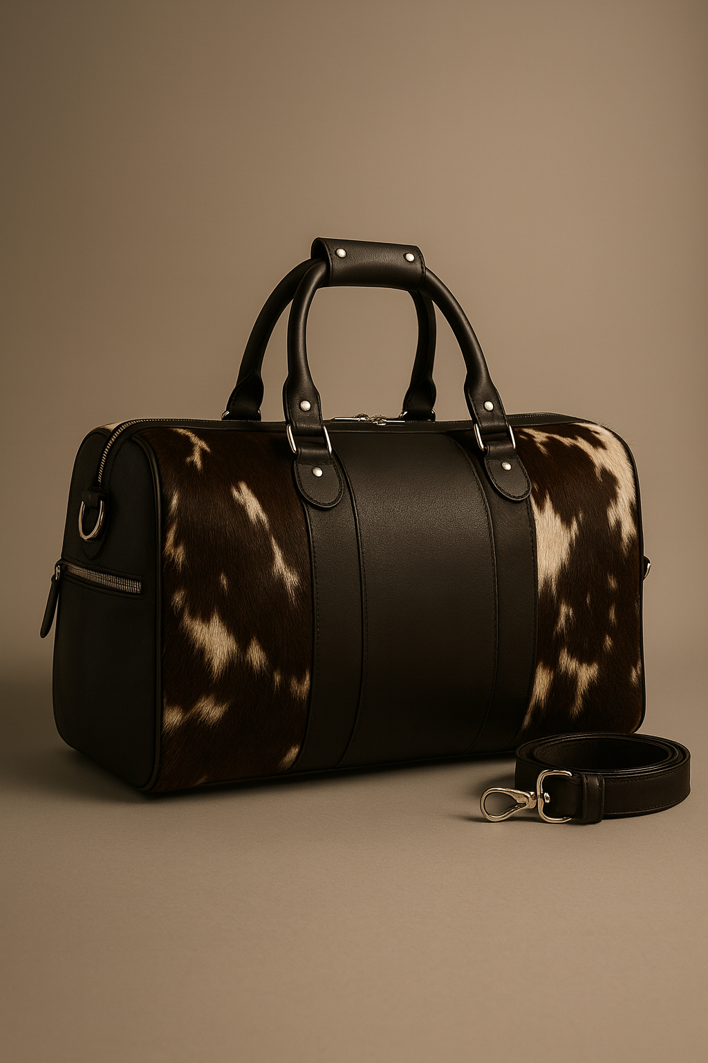 Cowhide Leather Duffle Bag – Luxe Travel Weekender