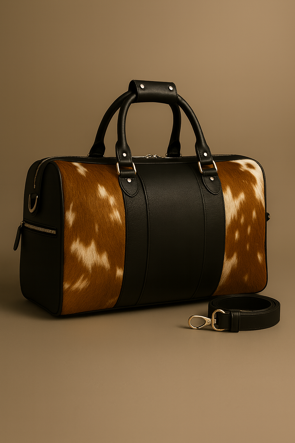 Cowhide Leather Duffle Bag – Luxe Travel Weekender