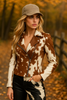 Brown and White Cowhide Leather Jacket