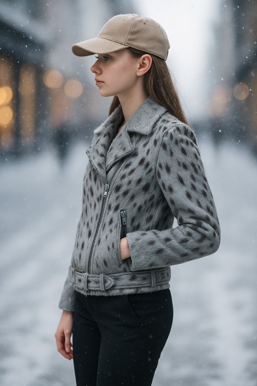 Versatile Cowhide Hair on Hide Leather Jacket