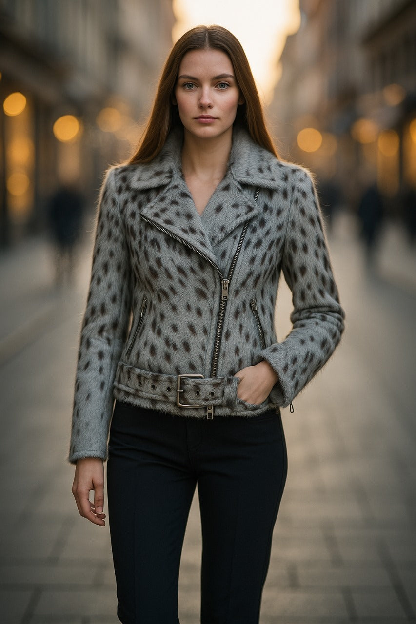 Versatile Cowhide Hair on Hide Leather Jacket