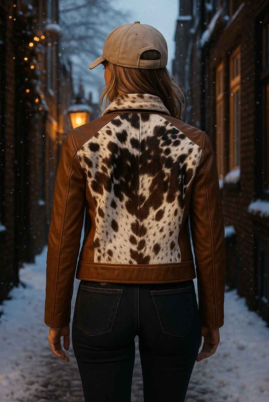 Women Cowhide Leather Jacket