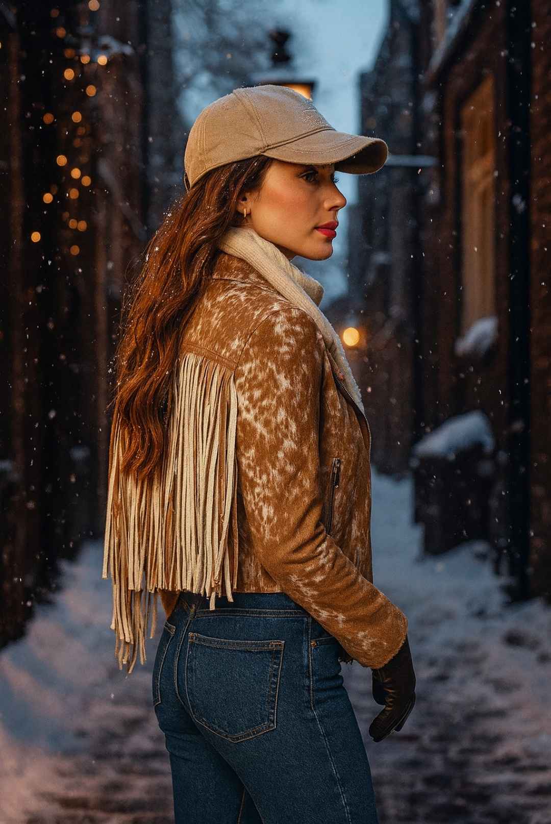 Women Cowhide Fringe Jacket