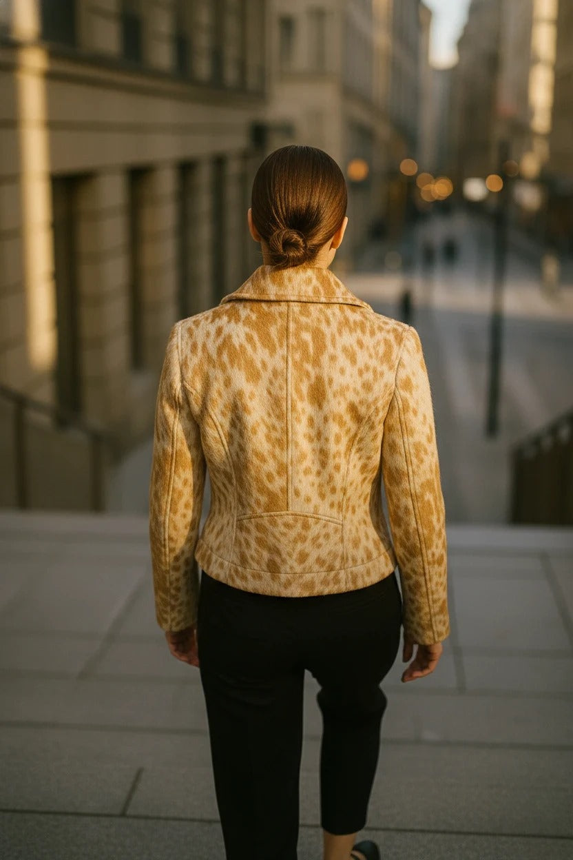 Women Cowhide Leather Jacket