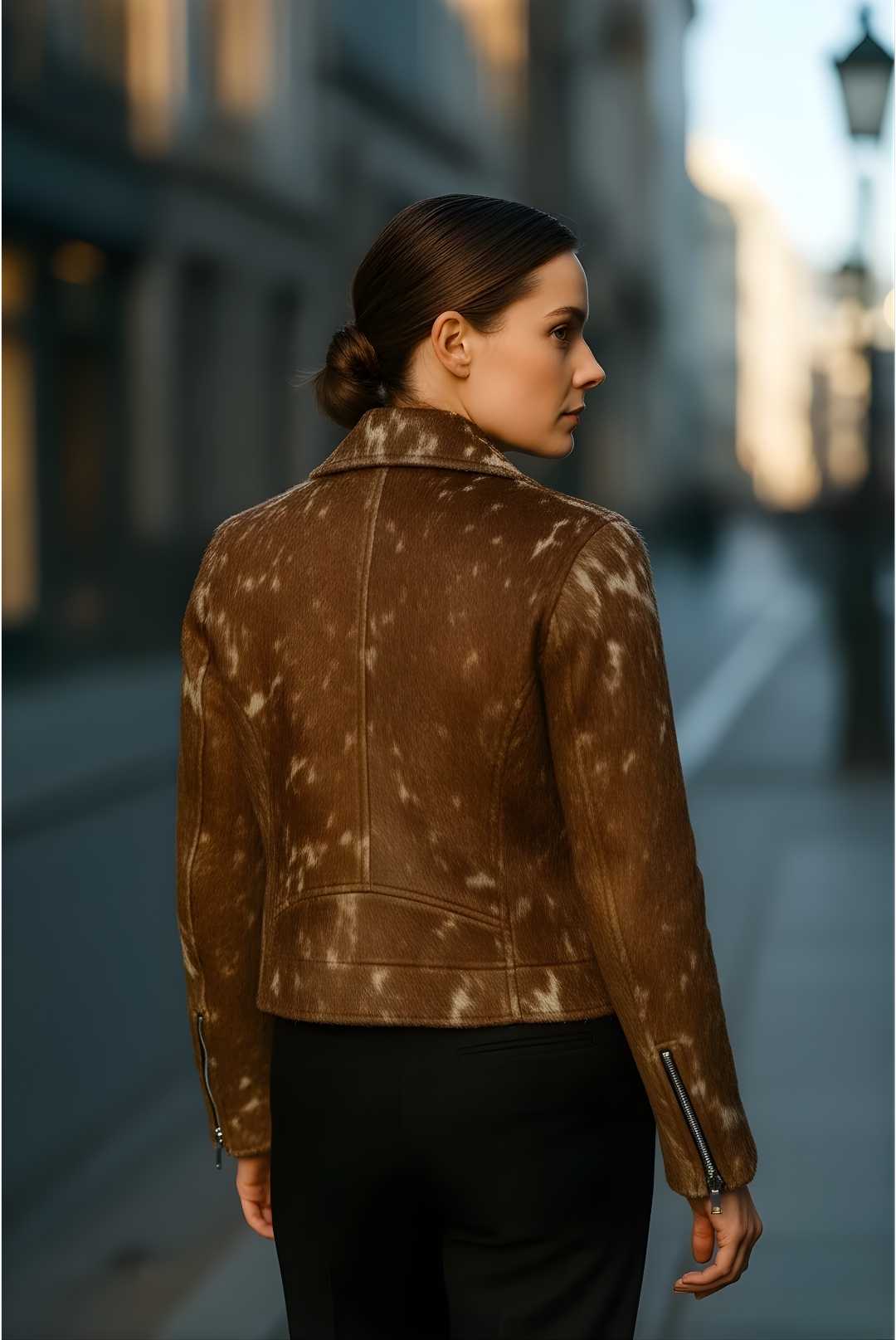 Women Cowhide Leather Jacket