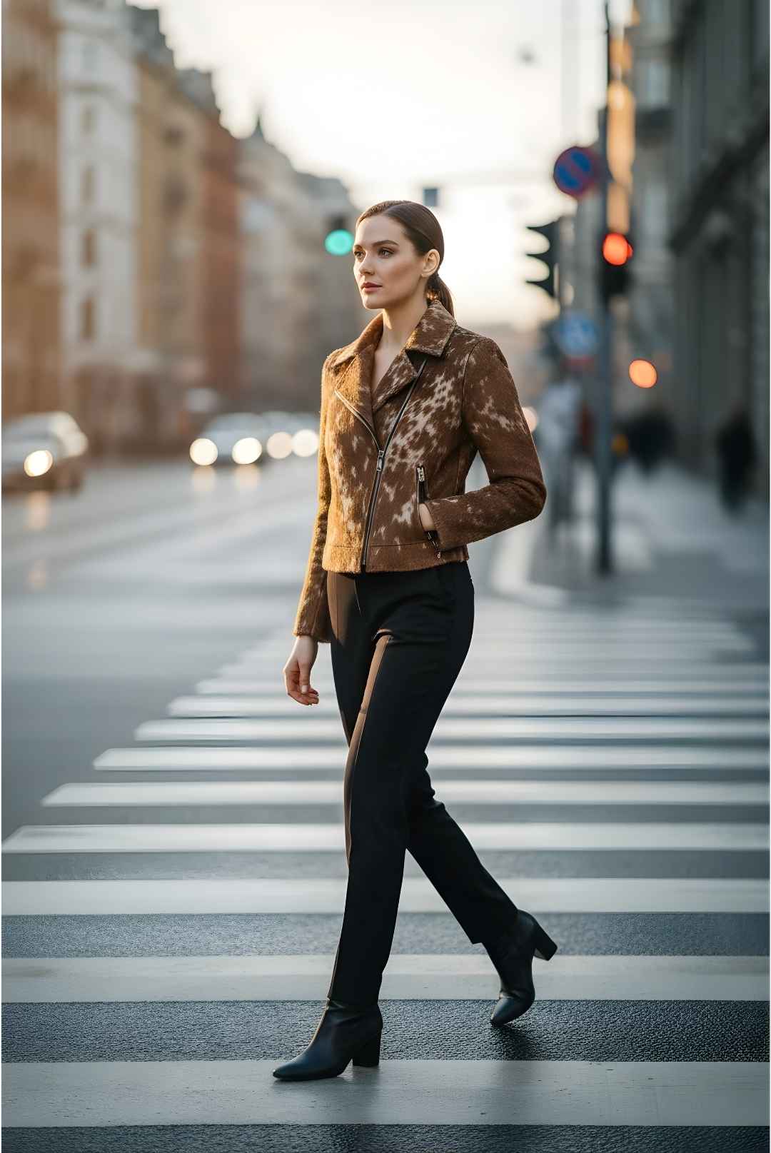 Women Cowhide Leather Jacket