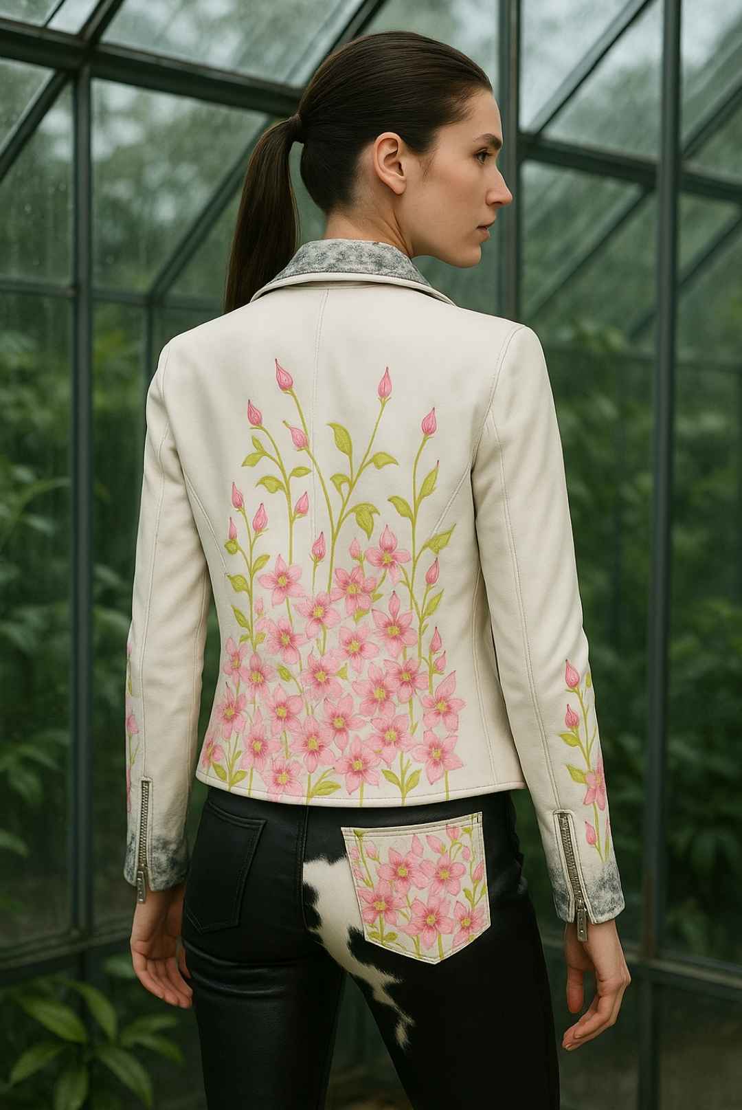women's floral leather jacket
