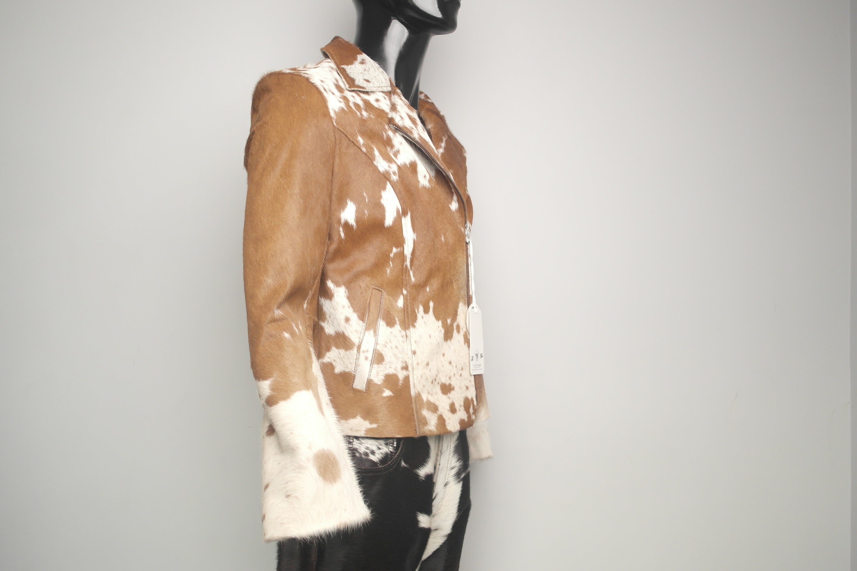 Sleek Cowhide Hair on Jacket - Slim-Fit for Women