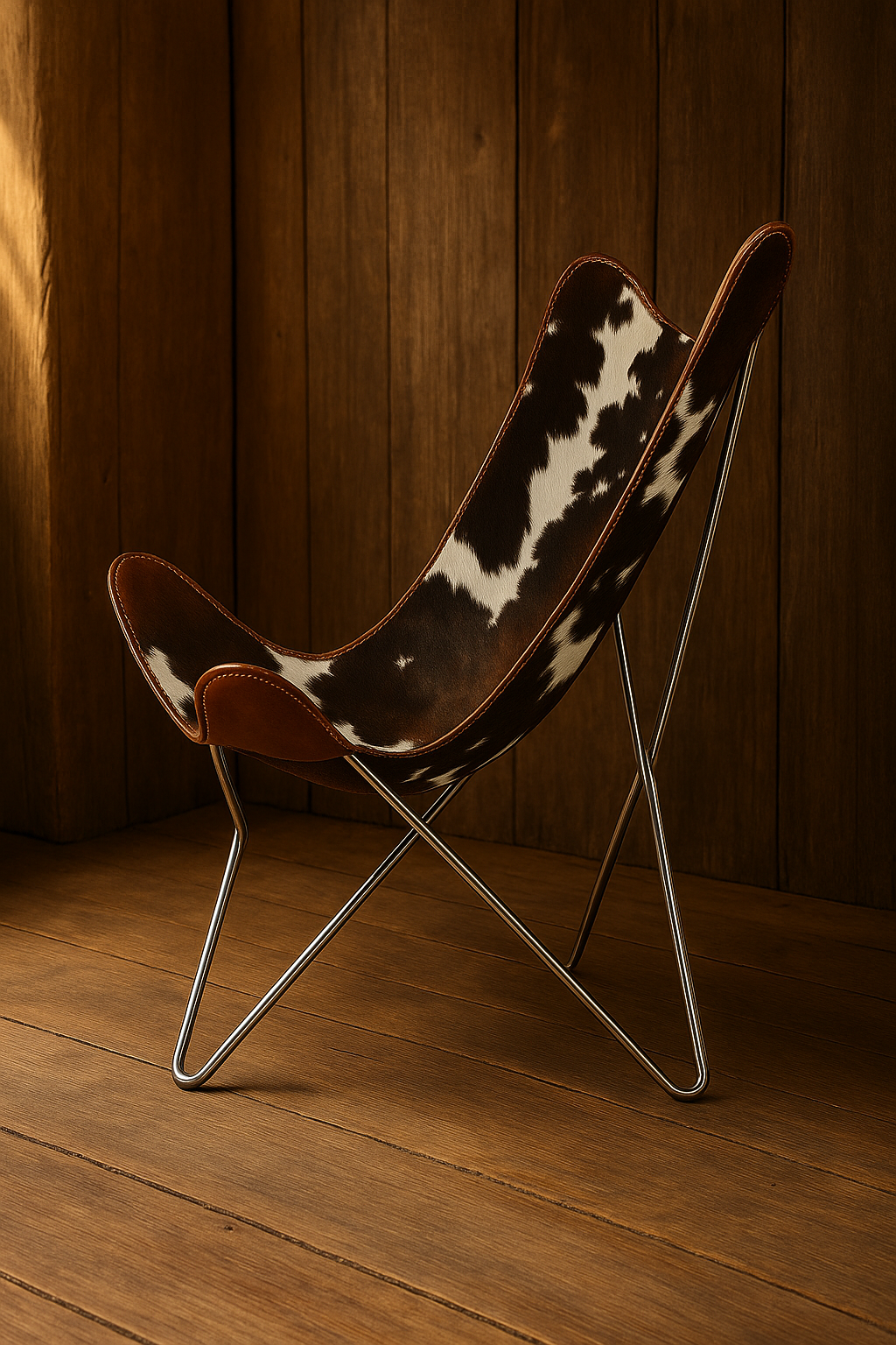 Natural Butterfly Cowhide Leather Chair
