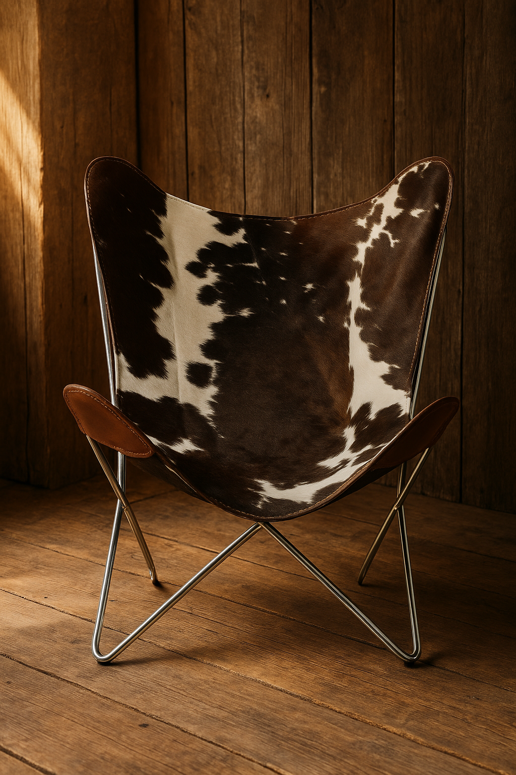 Natural Butterfly Cowhide Leather Chair