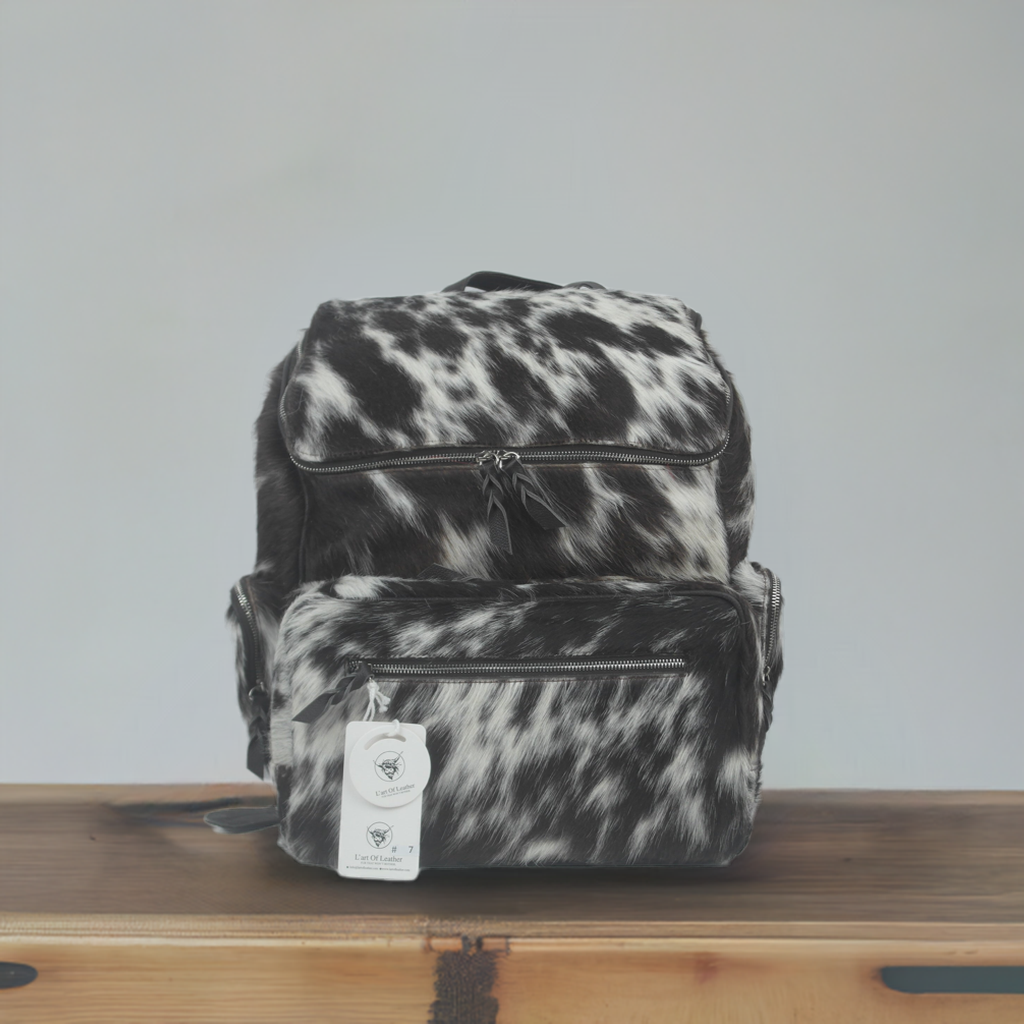 Genuine Hair-On Cowhide Leather Backpack
