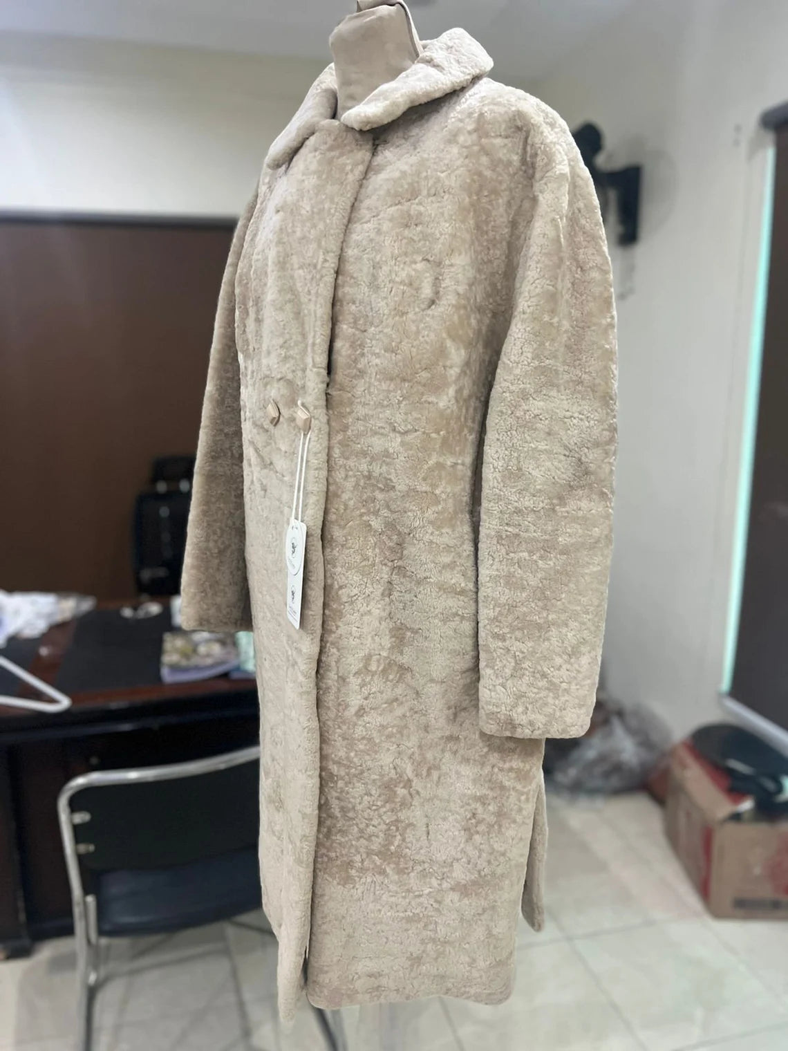 Luxurious Karakul Fur Refurbished Coat Long Winter Coat