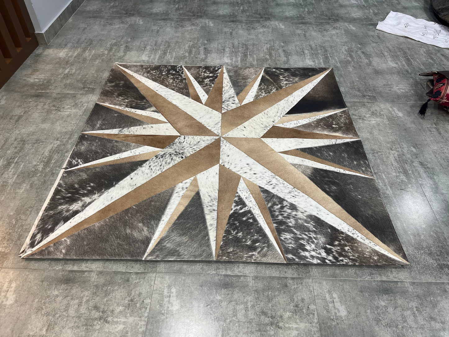 Rustic and Durable Western Star Cowhide Patch Rugs COWHIDE animal skin area rug