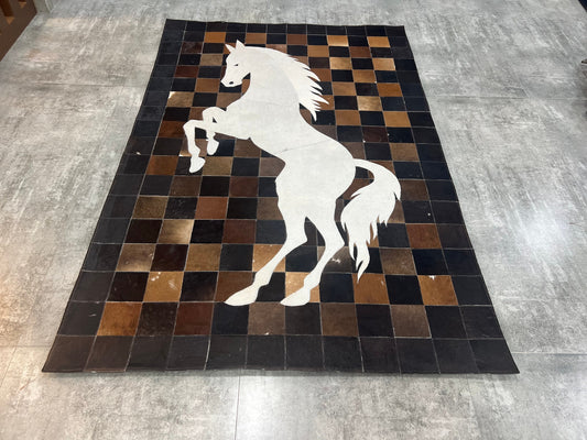 Rustic and Durable Cowhide Patch Rugs with Horse COWHIDE Animal Skin Area Rug