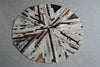 Round Cowhide Leather Patch Rug Designer Area rug for your living & drawing room animal skin real leather genuine rug