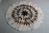 Round Cowhide Leather Patch Rug Designer Area rug for your living & drawing room animal skin real leather genuine rug