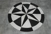 Round Western Star Cowhide Leather Patch Rug Designer Area rug for your living & drawing room animal skin leather genuine