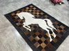 Rustic and Durable Cowhide Patch Rugs with Horse COWHIDE Animal Skin Area Rug